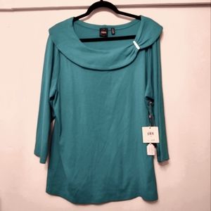 Aqua Cowl Light Sweater Rafaella 2X